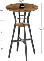 Bar Table, 2-Tier Round High Top Table, Pub Table, Home Bar Counter Height Tables, Bistro Tables, for Kitchen, alternate view