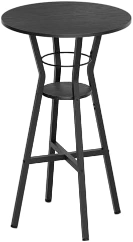 Bar Table, 2-Tier Round High Top Table, Pub Table, Home Bar Counter Height, Bistro Tables, for Kitchen, Living