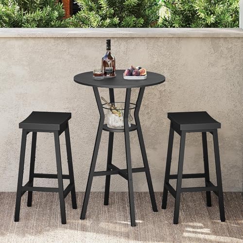 Bar Table, 2-Tier Round High Top Table, Pub Table, Home Bar Counter Height, Bistro Tables, for Kitchen, Living, alternate