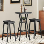 Bar Table, 2-Tier Round High Top Table, Pub Table, Home Bar Counter Height, Bistro Tables, for Kitchen, Living, alternate