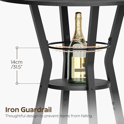 Bar Table, 2-Tier Round High Top Table, Pub Table, Home Bar Counter Height, Bistro Tables, for Kitchen, Living, alternate