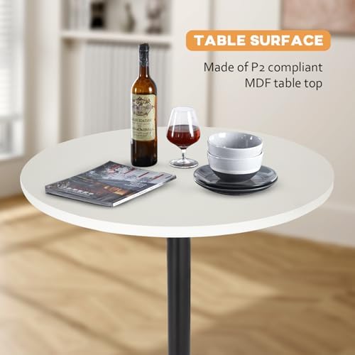 Bar Table | 40 Inch | White | Fixed Height Round Table, alternate view 4