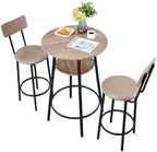Bar Table and Chairs Set, 3PCS 23.5′′ Bars Tables Set with Rounded Corner Design, Round Pub Table with Two