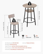 Bar Table and Chairs Set, 3PCS 23.5′′ Bars Tables Set with Rounded Corner Design, Round Pub Table with Two, alternate view 3