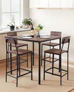 Bar Table and Chairs Set, 5PCS 35′′ Bars Tables Set with Rounded Edge Design, Square Pub Table with Four Stools, alternate