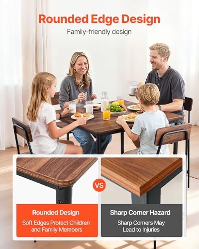 Bar Table and Chairs Set, 5PCS 35′′ Bars Tables Set with Rounded Edge Design, Square Pub Table with Four Stools, alternate