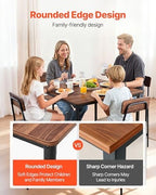 Bar Table and Chairs Set, 5PCS 35′′ Bars Tables Set with Rounded Edge Design, Square Pub Table with Four Stools, alternate
