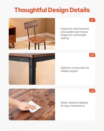 Bar Table and Chairs Set, 5PCS 35′′ Bars Tables Set with Rounded Edge Design, Square Pub Table with Four Stools, alternate