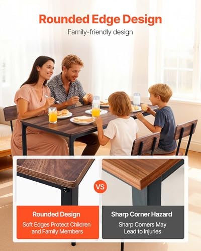 Bar Table and Chairs Set, 5PCS 47.2′′ Bars Tables Set with Rounded Edge Design, Rectangular Pub Table with Four, alternate