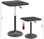 Bar Table, Height-Adjustable Pub Table 26.8-36.2 Inches, Cocktail Table with Base, Counter Height Tables for, alternate view