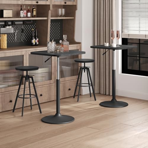 Bar Table, Height-Adjustable Pub Table 26.8-36.2 Inches, Cocktail Table with Base, Counter Height Tables for, alternate view
