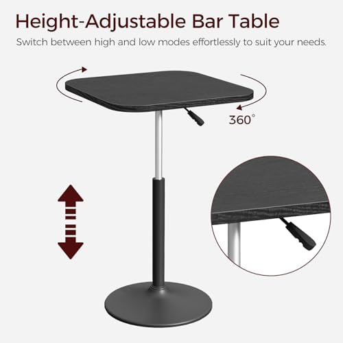 Bar Table, Height-Adjustable Pub Table 26.8-36.2 Inches, Cocktail Table with Base, Counter Height Tables for, alternate view