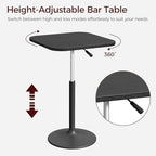 Bar Table, Height-Adjustable Pub Table 26.8-36.2 Inches, Cocktail Table with Base, Counter Height Tables for, alternate view