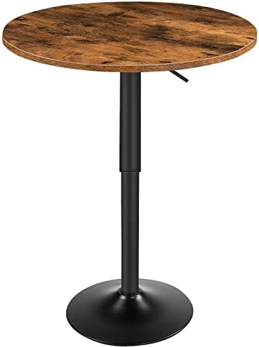 Bar Table, Height-Adjustable Round Pub Table 27-35.4 Inches with Sturdy Base, Modern Style, Easy to Assemble