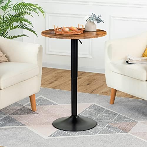 Bar Table, Height-Adjustable Round Pub Table 27-35.4 Inches with Sturdy Base, Modern Style, Easy to Assemble, alternate view