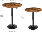 Bar Table, Height-Adjustable Round Pub Table 27-35.4 Inches with Sturdy Base, Modern Style, Easy to Assemble, alternate view