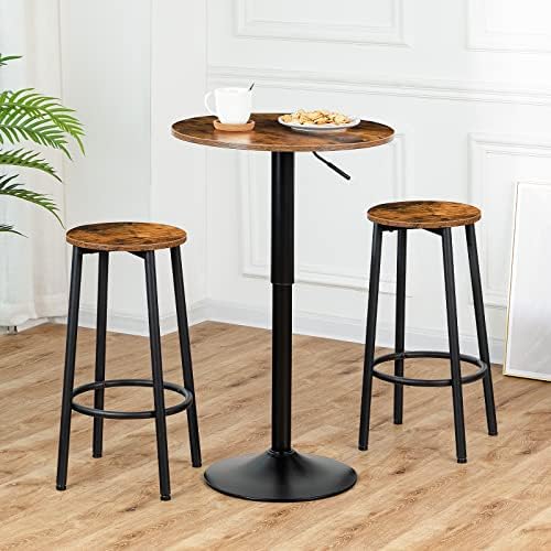 Bar Table, Height-Adjustable Round Pub Table 27-35.4 Inches with Sturdy Base, Modern Style, Easy to Assemble, alternate view