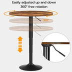 Bar Table, Height-Adjustable Round Pub Table 27-35.4 Inches with Sturdy Base, Modern Style, Easy to Assemble, alternate view