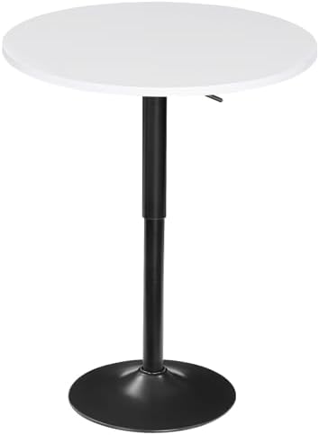 Bar Table, Height-Adjustable Round Pub Table 27-35.4 Inches with Sturdy Base, Modern Style, Easy to Assemble