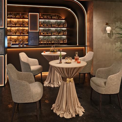 Bar Table, Height-Adjustable Round Pub Table 27-35.4 Inches with Sturdy Base, Modern Style, Easy to Assemble, alternate view