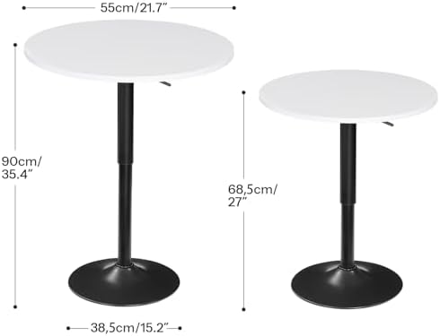 Bar Table, Height-Adjustable Round Pub Table 27-35.4 Inches with Sturdy Base, Modern Style, Easy to Assemble, alternate view