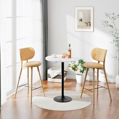 Bar Table, Height-Adjustable Round Pub Table 27-35.4 Inches with Sturdy Base, Modern Style, Easy to Assemble, alternate view