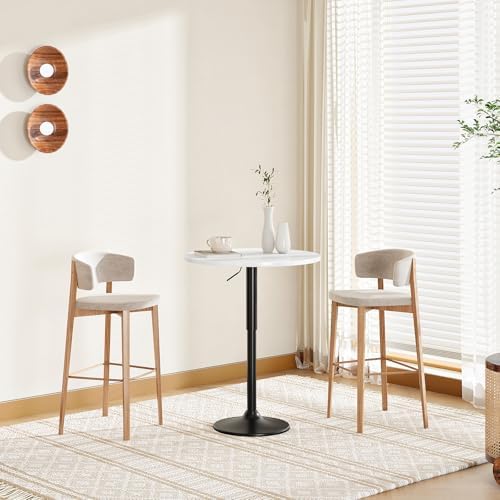 Bar Table, Height-Adjustable Round Pub Table 27-35.4 Inches with Sturdy Base, Modern Style, Easy to Assemble, alternate view