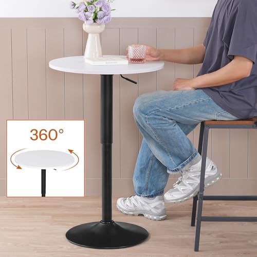 Bar Table, Height-Adjustable Round Pub Table 27-35.4 Inches with Sturdy Base, Modern Style, Easy to Assemble, alternate view