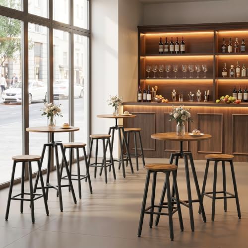 Bar Table, Height-Adjustable Round Pub Table, alternate view 2