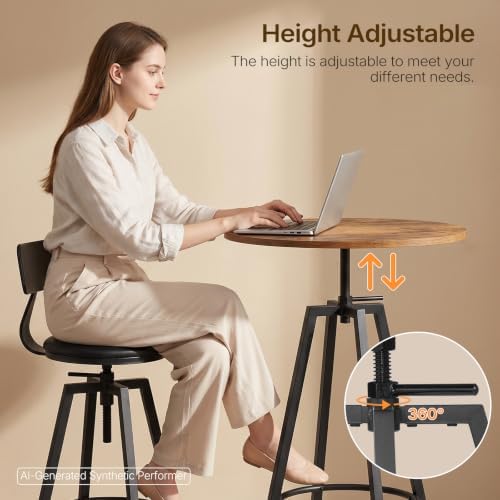 Bar Table, Height-Adjustable Round Pub Table, alternate view 4