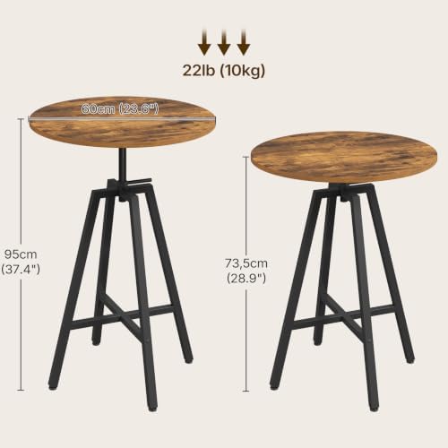 Bar Table, Height-Adjustable Round Pub Table, alternate view 6