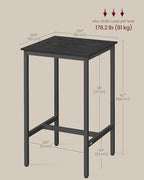 Bar Table, High Top Pub Table, Square, Metal Frame, alternate view 5