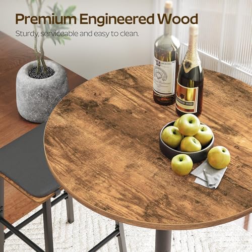 Bar Table, Round Bar Table Set of 2, Counter Height Table, Pub Cocktail Table, Metal Frame, for Bistro, Dining, alternate