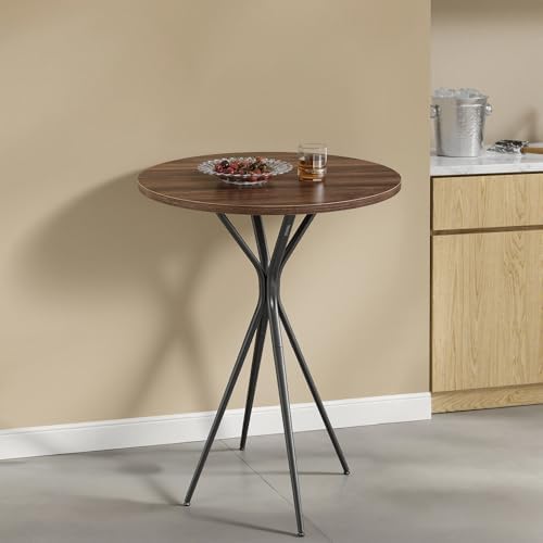 Bar Table, Round Cocktail High Top Pub Bistro Table, Steel Frame