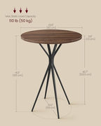 Bar Table, Round Cocktail High Top Pub Bistro Table, Steel Frame, alternate view 2