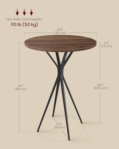 Bar Table, Round Cocktail High Top Pub Bistro Table, Steel Frame, alternate view 2
