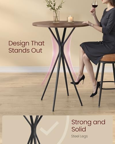 Bar Table, Round Cocktail High Top Pub Bistro Table, Steel Frame, alternate view 4
