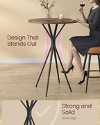 Bar Table, Round Cocktail High Top Pub Bistro Table, Steel Frame, alternate view 4