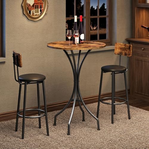 Bar Table, Round High Top Table, Home Counter Height Table, for Kitchen, Pub, Bistro, Living Room, Meeting Room, alternate