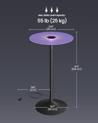 Bar Table Set of 2, Round Cocktail Tables with Glass Tops, alternate view 2