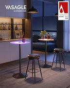 Bar Table Set of 2, Round Cocktail Tables with Glass Tops, alternate view 3