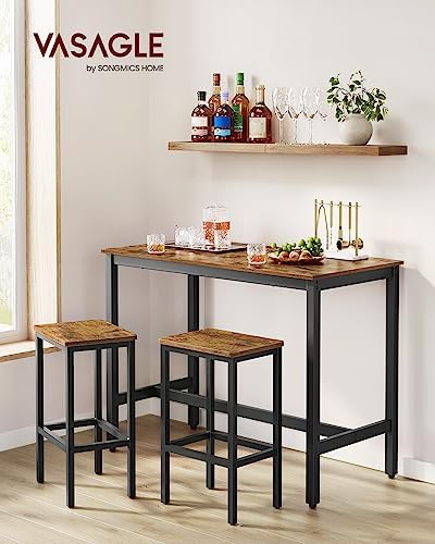 Bar Table Set with 2 Bar Stools, Modern Basic, alternate view 2