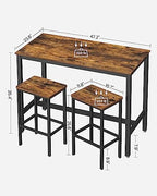Bar Table Set with 2 Bar Stools, Modern Basic, alternate view 3