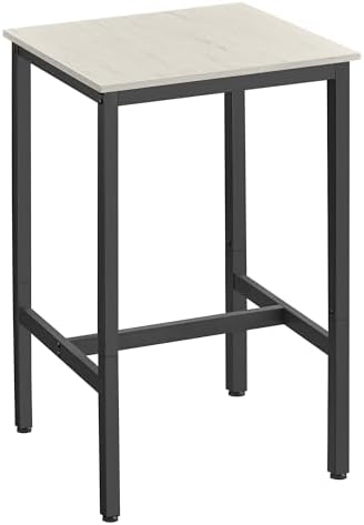 Bar Table, Square, Steel Frame, 23.1 x 23.1 x (31.1-41.3) Inches