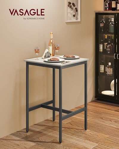Bar Table, Square, Steel Frame, 23.1 x 23.1 x (31.1-41.3) Inches, alternate view 2