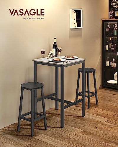 Bar Table, Square, Steel Frame, 23.1 x 23.1 x (31.1-41.3) Inches, alternate view 4