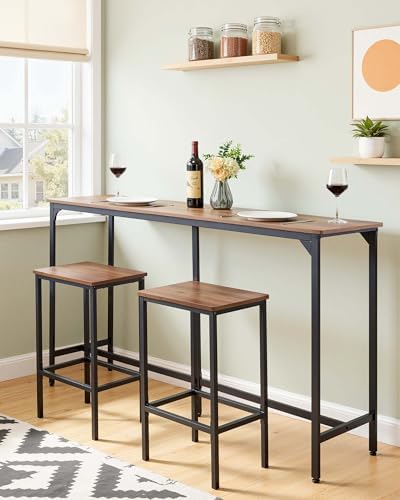Bar Table, Sturdy Metal Frame High Top Pub Table, Small Kitchen Dining, Cocktail Coffee Counter Bar Height Desk, alternate
