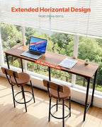 Bar Table, Sturdy Metal Frame High Top Pub Table, Small Kitchen Dining, Cocktail Coffee Counter Bar Height Desk, alternate