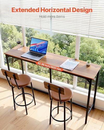 Bar Table, Sturdy Metal Frame High Top Pub Table, Small Kitchen Dining, Cocktail Coffee Counter Bar Height Desk, alternate