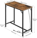 Bar Table with Charging Station, Rectangular Pub Table, High Top Coffee Table, Counter Bar Height Table, Narrow, alternate